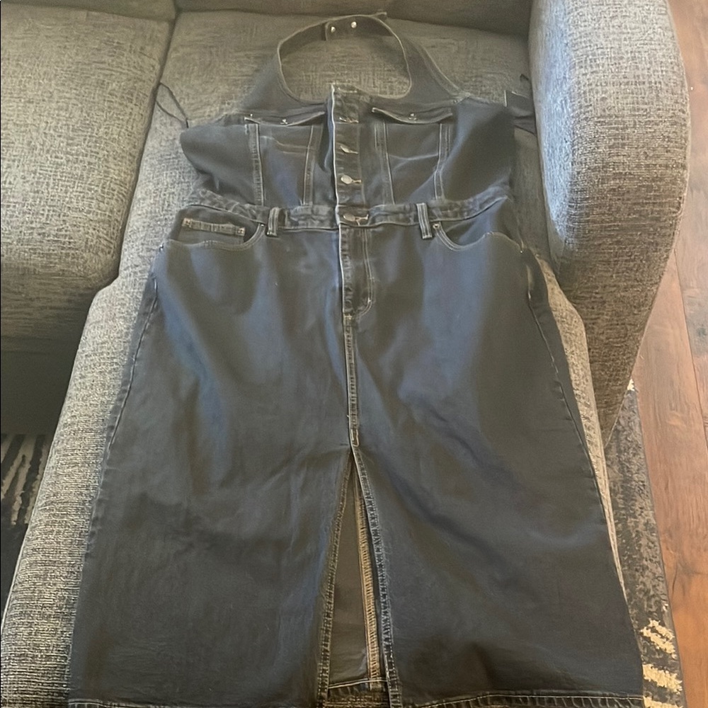 Universal Thread Black overall jean Backless Dress